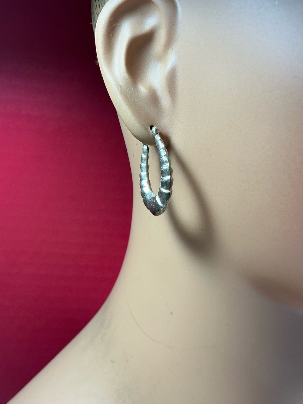 Sterling Silver Shrimp Designs Hoop Earrings. 1 & 1/8” long
